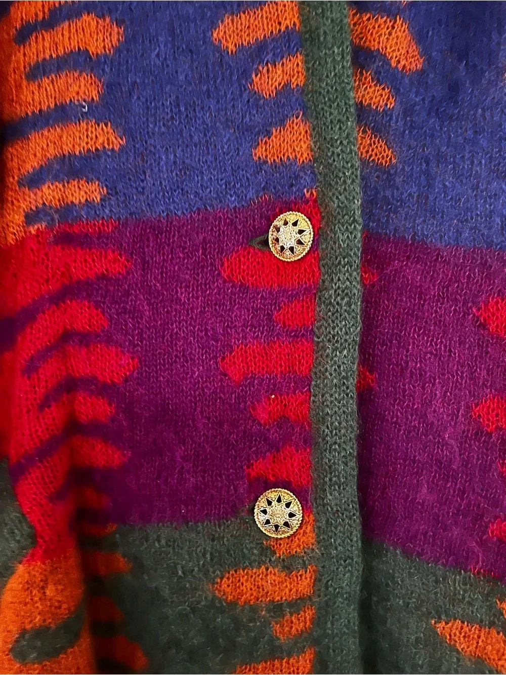 VTG 90s Southwest Boho Mohair Fuzzy Artsy Festival Wool Oversized Blanket Coat M